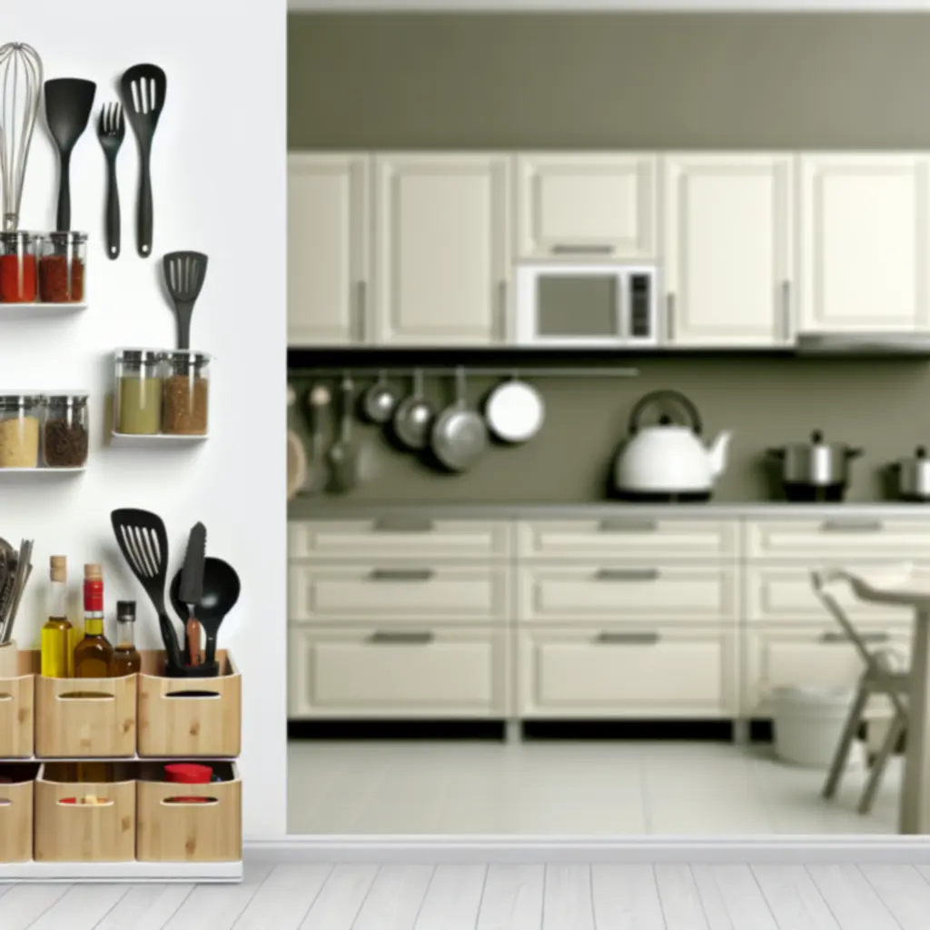 Organizer na blat kuchenny z przyprawami i oliwami w polskiej kuchni