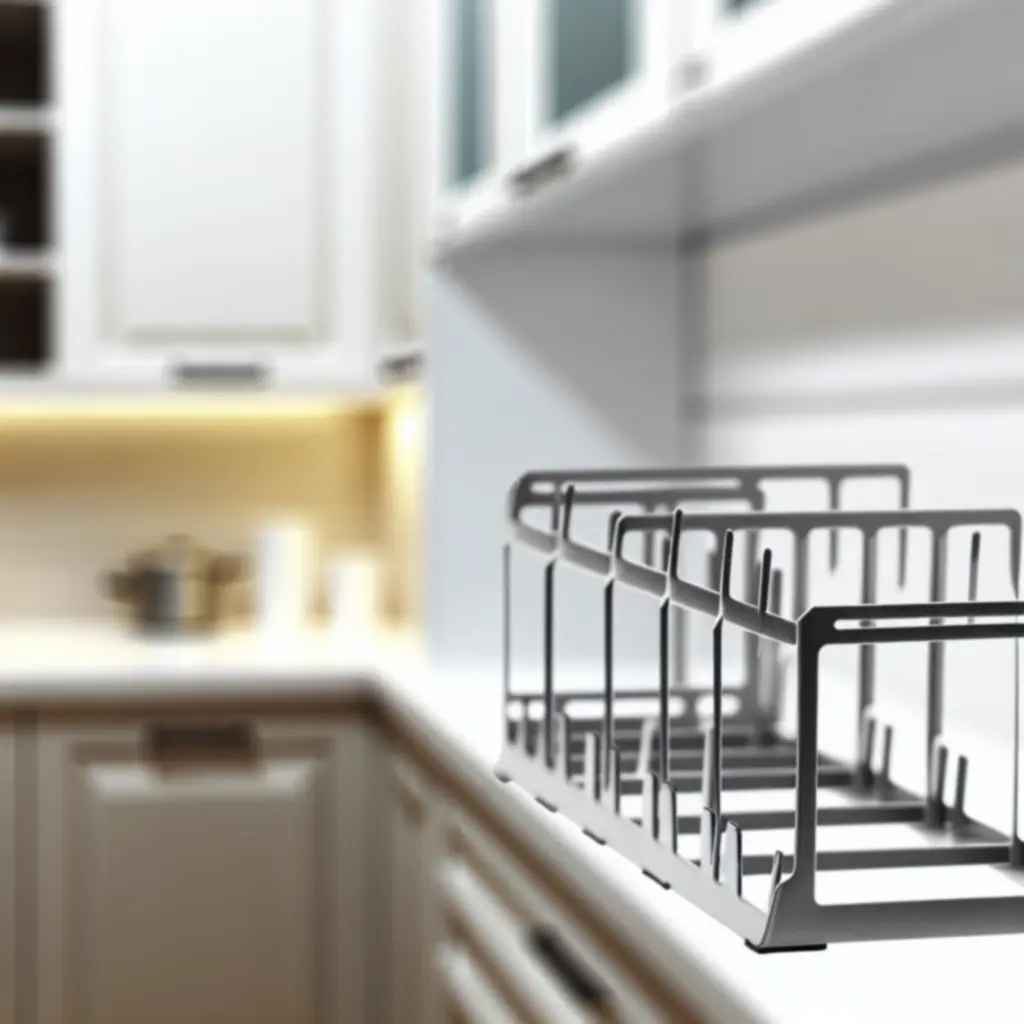 Rozkładany stojak kuchenny w zbliżeniu