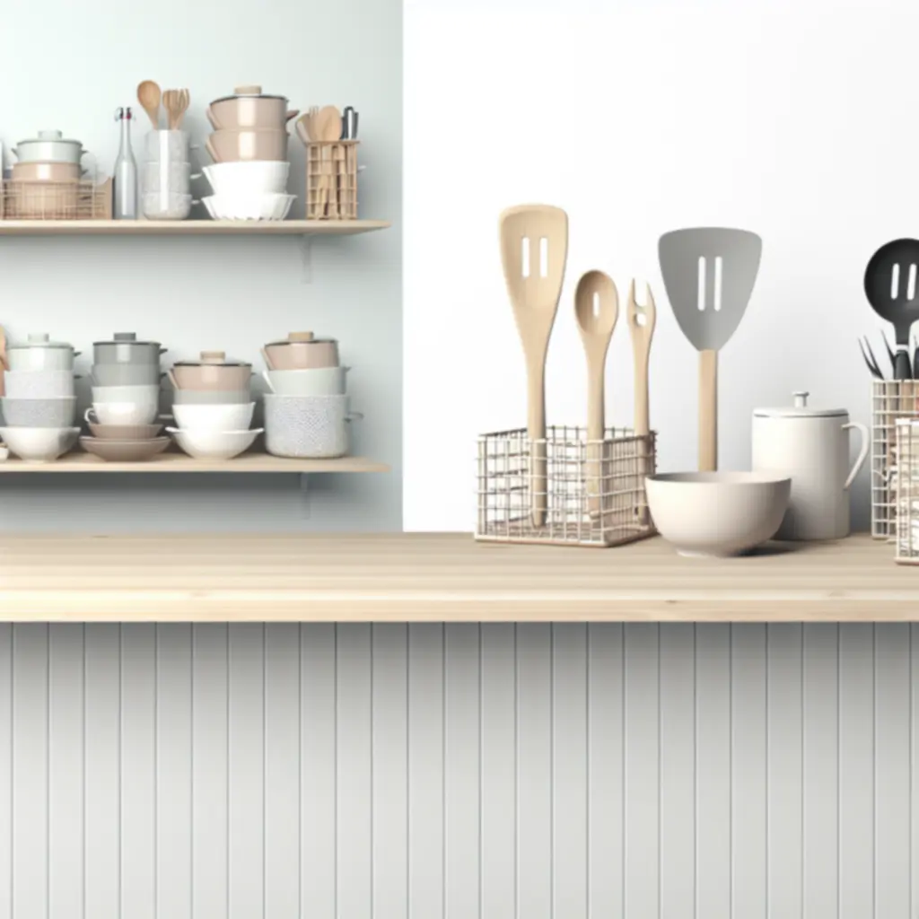 Zestaw wyróżnionych akcesoriów kuchennych elegancko wyeksponowanych na stole.