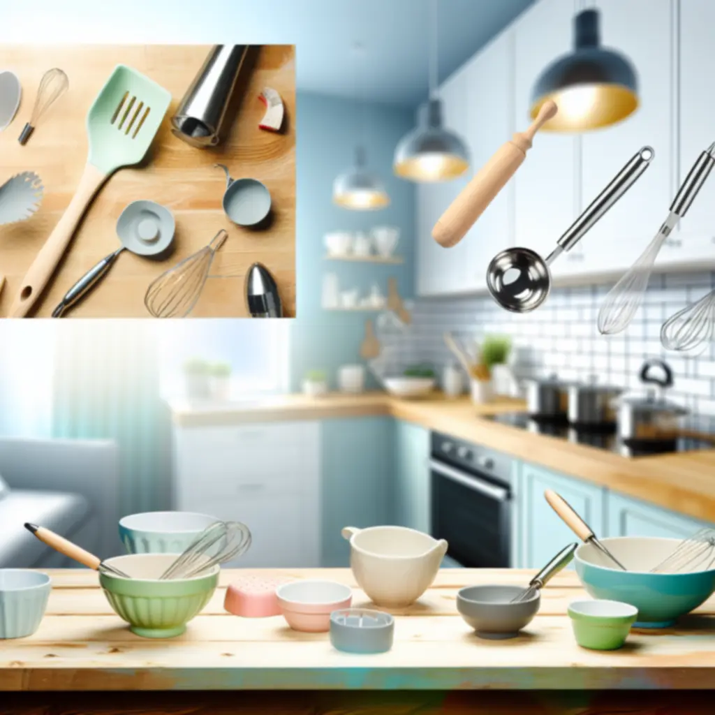 Nowoczesna polska kuchnia z estetycznie ułożonymi przyborami kuchennymi